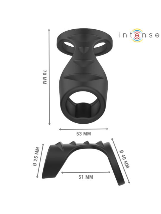 INTENSE - THEO ANILLO DOBLE PARA PENE SILICONA NEGRO MODELO 3