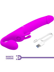 PRETTY LOVE - ZANINI DILDO STRAP-ON SIN ARNÉS 10 VIBRACIONES MORADO