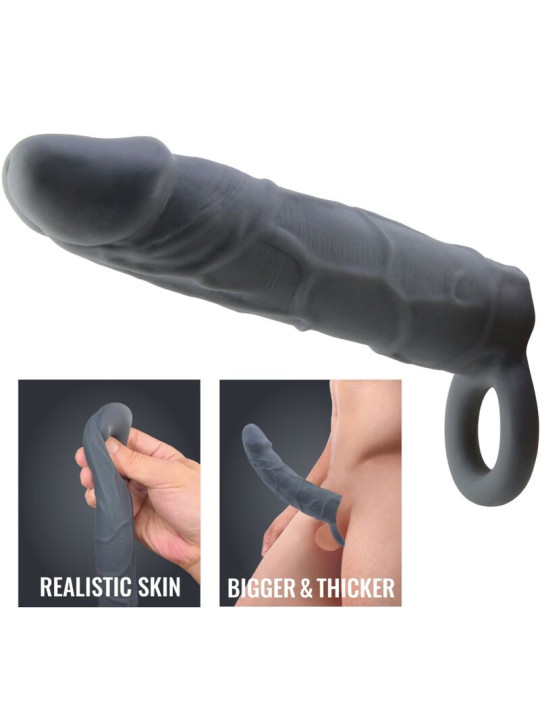 PRETTY LOVE - FUNDA DE PENE DE PIEL REALÍSTICA GRIS OSCURO