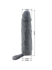 PRETTY LOVE - FUNDA DE PENE DE PIEL REALÍSTICA GRIS OSCURO