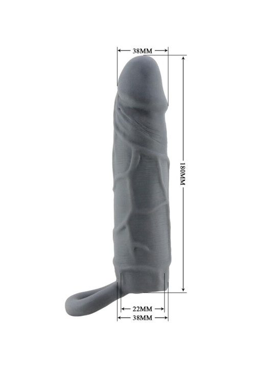 PRETTY LOVE - FUNDA DE PENE DE PIEL REALÍSTICA GRIS OSCURO