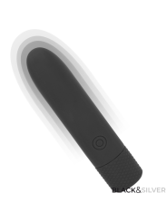 BLACK & SILVER - GERI BALA VIBRADORA RECARGABLE POR USB 8 VIBRACIONES NEGRO 10 X 2.2 CM