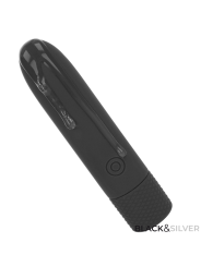 BLACK & SILVER - GERI BALA VIBRADORA RECARGABLE POR USB 8 VIBRACIONES NEGRO 10 X 2.2 CM