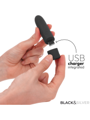 BLACK & SILVER - GERI BALA VIBRADORA RECARGABLE POR USB 8 VIBRACIONES NEGRO 10 X 2.2 CM