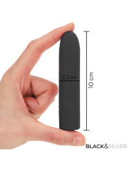BLACK & SILVER - GERI BALA VIBRADORA RECARGABLE POR USB 8 VIBRACIONES NEGRO 10 X 2.2 CM