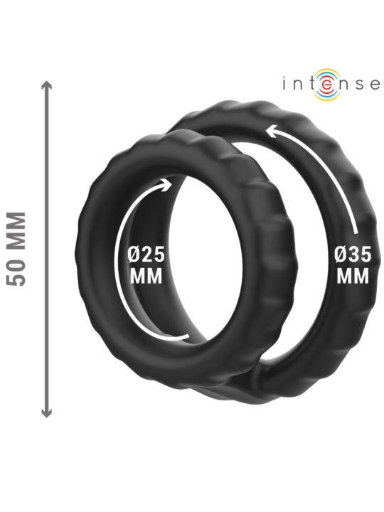 INTENSE - DEWEY ANILLO DOBLE PARA PENE SILICONA NEGRO MODELO 2
