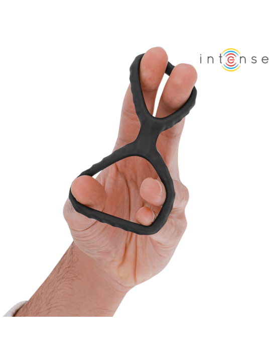 INTENSE - DEWEY ANILLO DOBLE PARA PENE SILICONA NEGRO MODELO 2