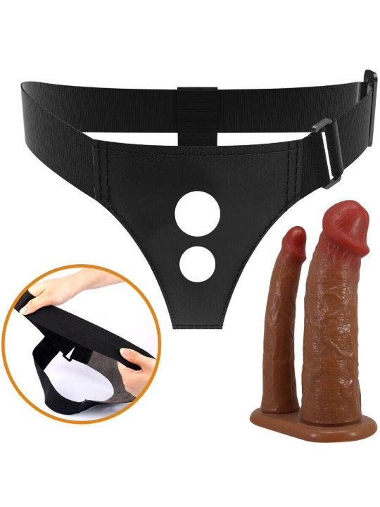 PRETTY LOVE - KEAVEN HARNESS BRIEFS UNIVERSAL & COMFORTABLE DOBLE DILDO
