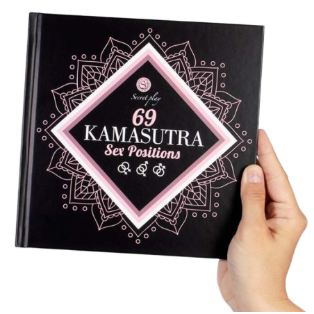 Libro Secret Play Kamasutra 69 posturas, tapa negra con marco rosa