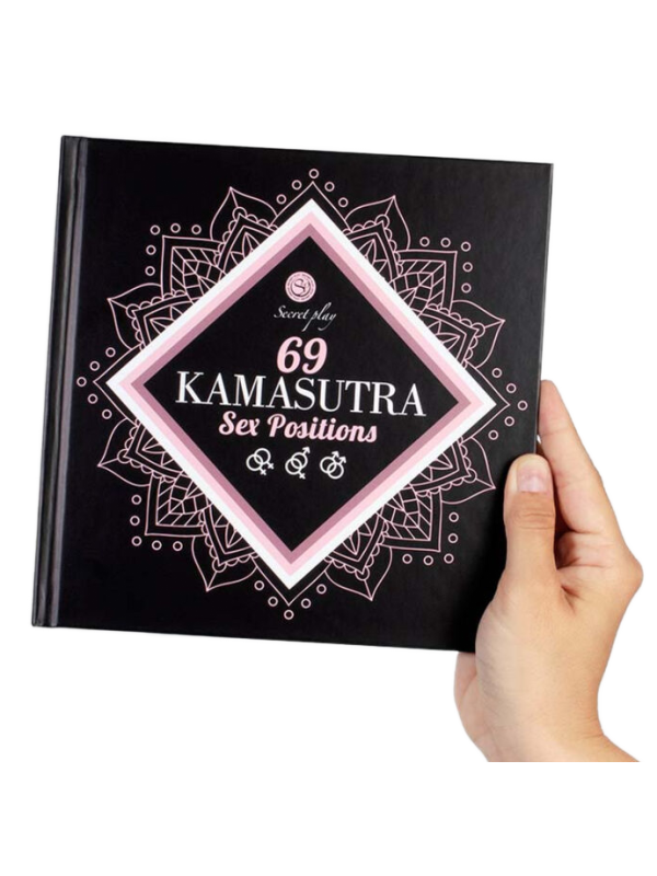 Libro Secret Play Kamasutra 69 posturas, tapa negra con marco rosa
