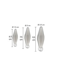Medidas del set ToyJoy Finger Rimmer: 6,5, 7,5 y 9,5 cm con diámetros de 1,5 a 2,5 cm