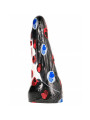 Dildo All Black envuelto en la funda de plástico transparente serigrafiada de la marca
