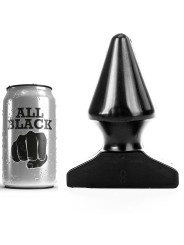 Lata de cerveza ALL BLACK junto a plug anal cónico negro con base ancha