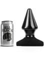 Lata de cerveza ALL BLACK junto a plug anal cónico negro con base ancha