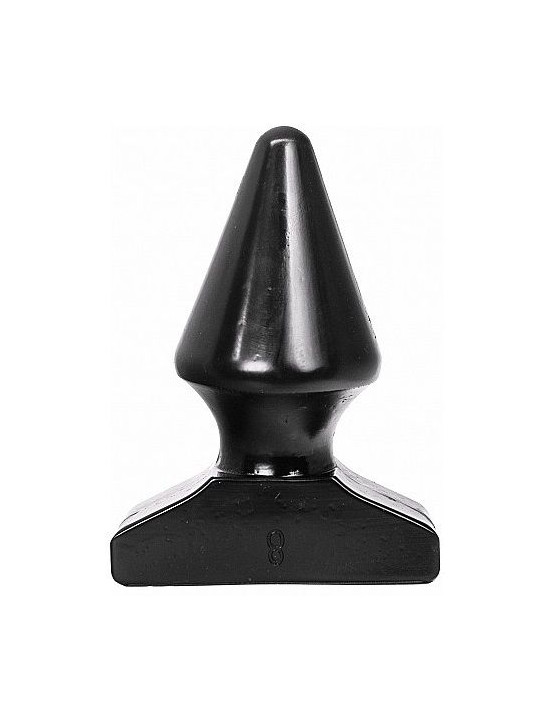 Plug anal cónico negro ALL BLACK 17cm vista frontal con base plana