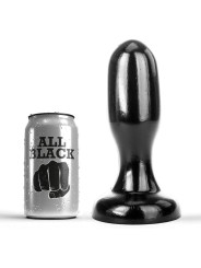 Plug anal ALL BLACK 19,5 cm junto a lata de cerveza para escala de tamaño