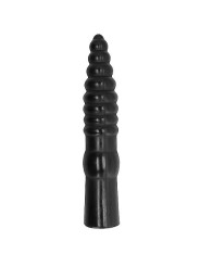All Black Anal 33 cm: consolador negro de anillas con ensanchamiento y base lisa sin ventosa