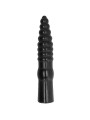 All Black Anal 33 cm: consolador negro de anillas con ensanchamiento y base lisa sin ventosa