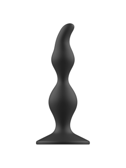 Plug anal bilobulado de silicona negra con base cuadrada ergonómica