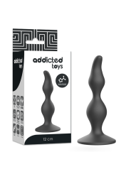 Caja Addicted Toys 12 cm con plug anal negro de estructura progresiva