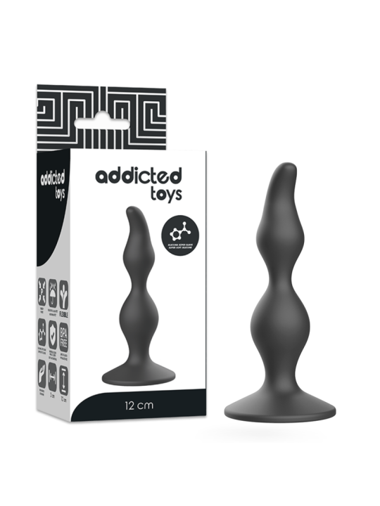 Caja Addicted Toys 12 cm con plug anal negro de estructura progresiva