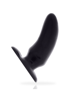 Plug anal Addicted Toys Spot de 12 cm en negro, con cuerpo curvo y base plana ensanchada