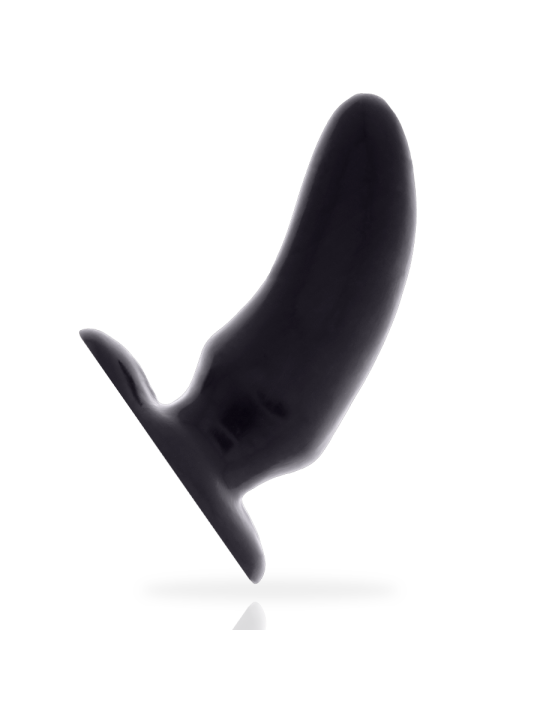 Plug anal Addicted Toys Spot de 12 cm en negro, con cuerpo curvo y base plana ensanchada