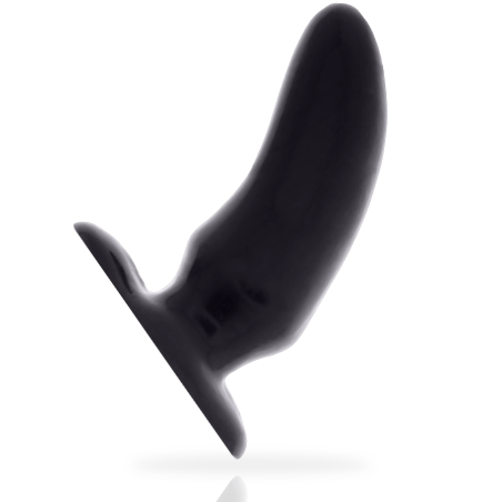 Plug anal Addicted Toys Spot de 12 cm en negro, con cuerpo curvo y base plana ensanchada
