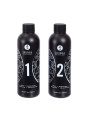 Los dos botes de 250 ml del gel de masaje Shunga Oriental Body Slide, numerados 1 y 2
