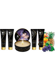 Contenido del kit Shunga Secret Geisha: dos aceites, vela de masaje, Toko Aqua y crema Dragon