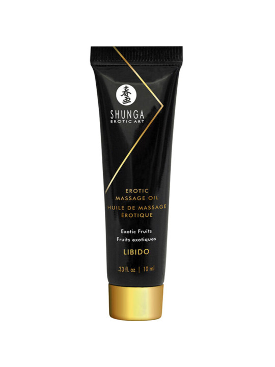 Tubo de aceite de masaje erótico Shunga Libido de 10 ml en aroma frutas exóticas