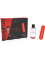 Contenido del kit Intt Double Fun: bala vibradora roja de un botón y gel Sexy Strawberry de fresa
