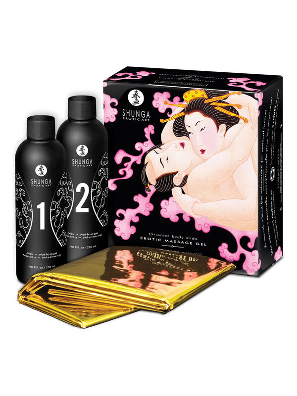 Shunga - Gel de Masaje Erótico Cuerpo a Cuerpo Oriental Fresas y Cava