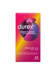 Estuche frontal Durex Dame Placer de 12 preservativos con puntos y estrías para una estimulación extra