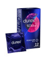 Caja de 12 preservativos Durex Mutual Climax Regular Fit con un sobre individual delante