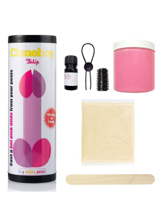Kit Cloneboy Tulip completo: tubo, endurecedor, anillo, funda texturizada, silicona rosa, alginato y palito