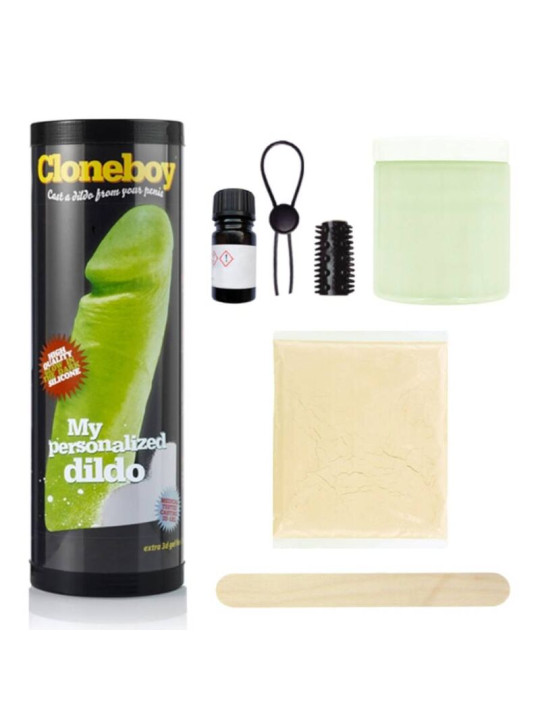 Kit Cloneboy Glow in the Dark con su bote, endurecedor, anillo lazo, funda texturizada, silicona verde, gel de moldeo y varilla