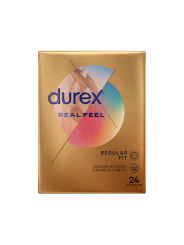 Caja de Durex Real Feel 24 preservativos Regular Fit, sensación piel con piel, sin látex