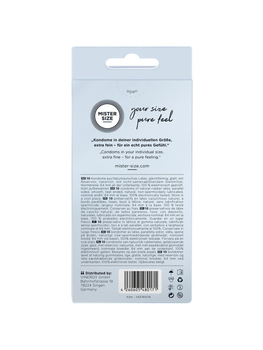 Mister Size - Preservativos Talla XXL 64 mm (10 Unidades)