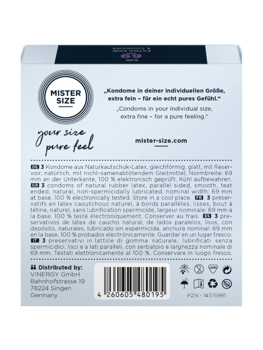 Mister Size - Preservativos Talla XXXL 69 mm (3 Unidades)