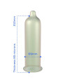 Medidas del preservativo Pasante Super King: 210 mm de largo, 69 mm de ancho y 65 micras de grosor