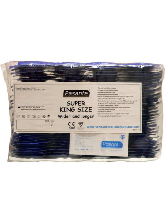 Bolsa a granel de 144 preservativos Pasante Super King Size con etiqueta y marcado CE