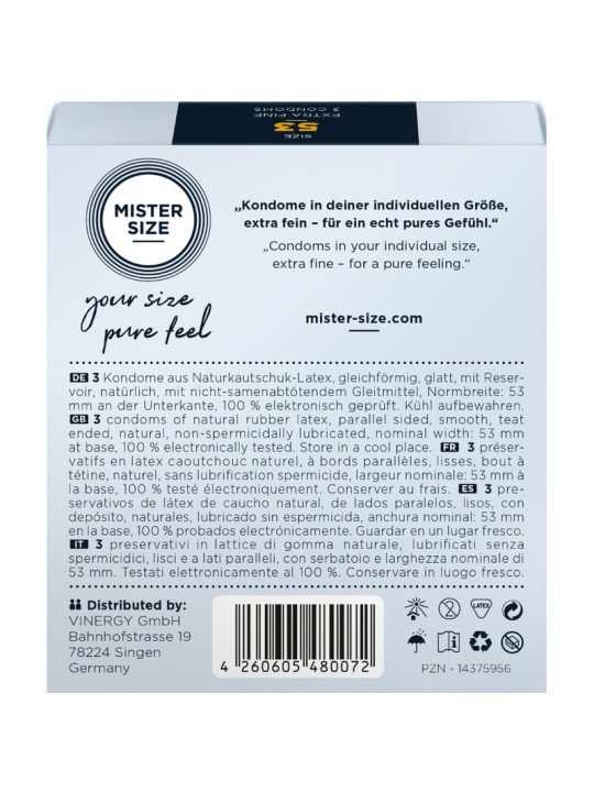 Mister Size - Preservativos Talla M 53 mm (3 Unidades)