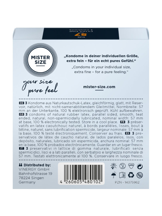 Mister Size - Preservativos Talla L 57 mm (3 Unidades)