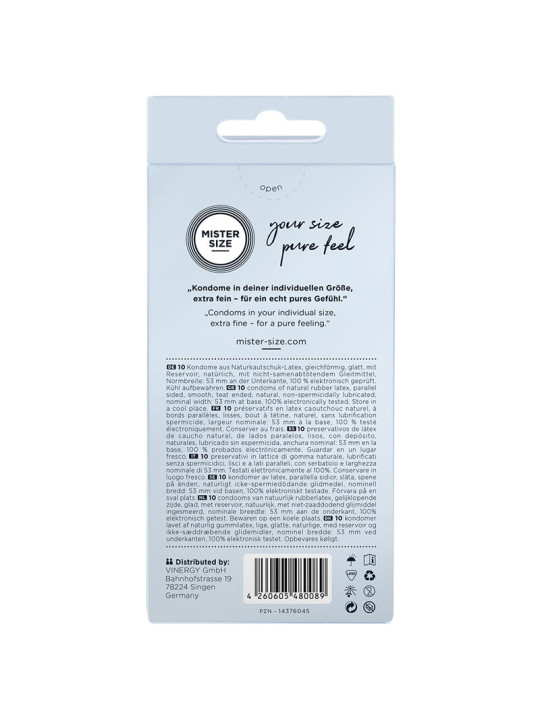 Mister Size - Preservativos Talla M 53 mm (10 Unidades)