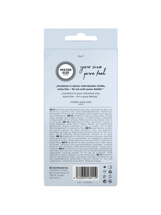 Mister Size - Preservativos Talla L 57 mm (10 Unidades)