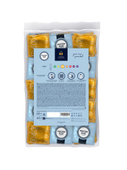 Reverso de la bolsa Mister Size 53 con la tabla de tallas de 47 a 69 mm y las instrucciones de uso