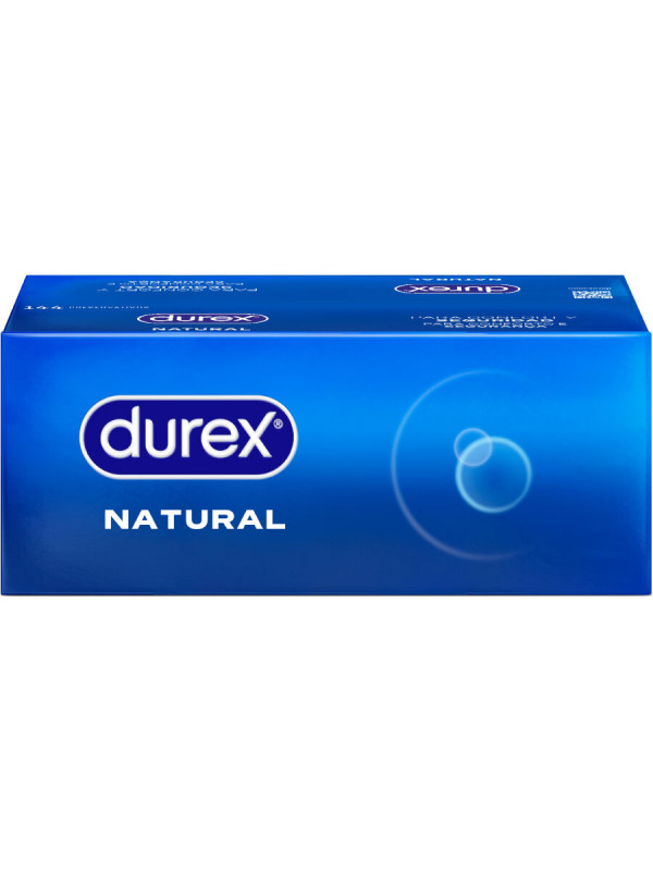 Caja azul de 144 preservativos Durex Natural Comfort, formato ahorro de la marca