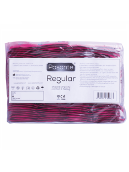 Bolsa a granel de 144 preservativos Pasante Regular con etiqueta de especificaciones y marcado CE