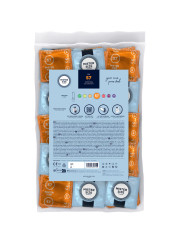 Reverso de la bolsa Mister Size 57 con la tabla de tallas de 47 a 69 mm, código QR e instrucciones de uso